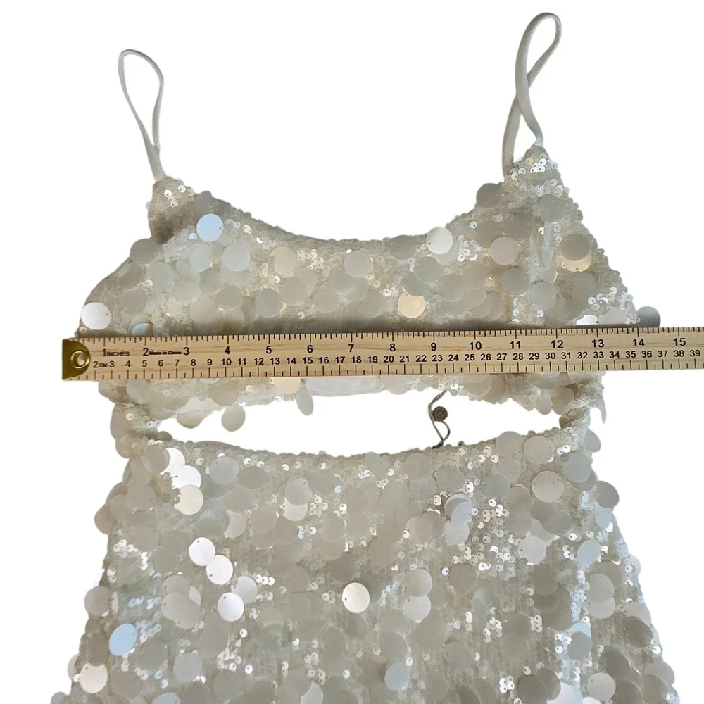Meshki White Sequin Mini Dress with Cutout - Picture 10 of 14